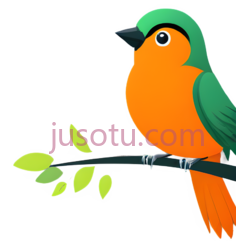 鸟,卡通,绿色,橙色PNG