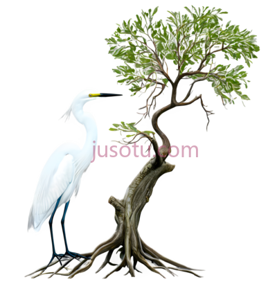 白鹭,插画,白色, PNG