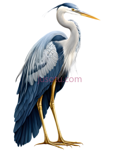 白鹭,插画,白色, 蓝色, 黄色, PNG