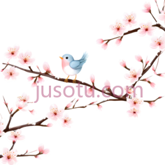 樱花,小鸟PNG