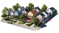 房屋,现代住宅建筑,蓝色,黄色,白色等PNG