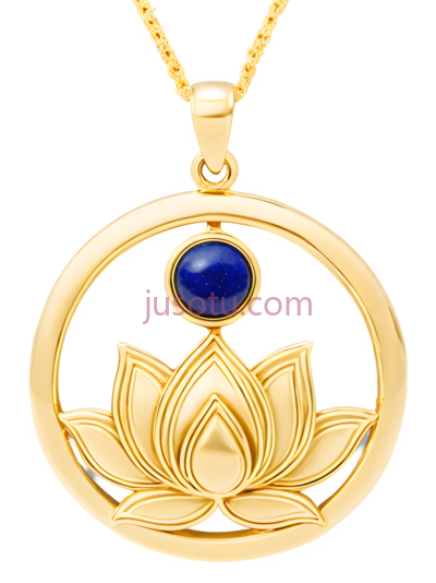 莲花吊坠,现代,金色, PNG