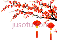 梅花,灯笼,中国绘画,红色,黑色PNG