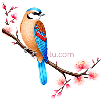 鸟,卡通,蓝色,橙色,白色, PNG