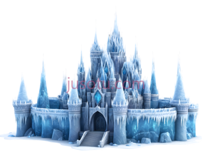 城堡,冰雪,蓝色, PNG