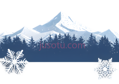 雪山,森林,插画,白色, 蓝色, PNG