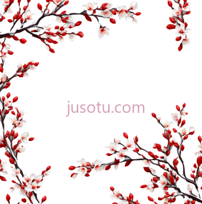 樱花,插画,白色,红色, PNG