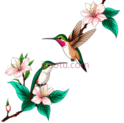 樱花,浅棕色,蜂鸟, PNG
