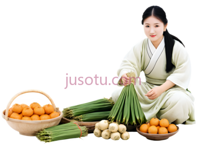 橘子,葱,大蒜,服饰,橙色,绿色,白色, PNG