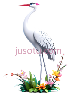 鹤,卡通,白色PNG