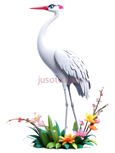 鹤,卡通,白色, PNG