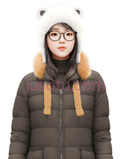 女孩,狐狸帽,眼镜PNG