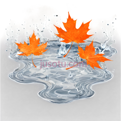 枫叶,水滴溅起,橙色, PNG