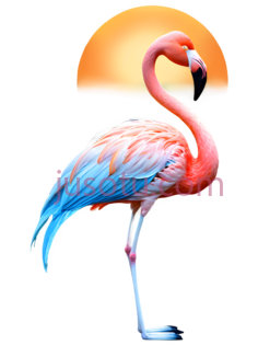火烈鸟,插画,粉红色,蓝色PNG