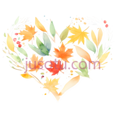 叶子,水彩画,黄色,绿色,红色PNG