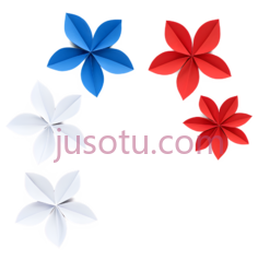 纸花,剪纸,蓝色,红色,白色PNG