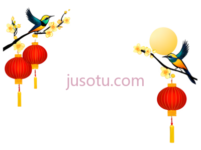 灯笼,花朵,卡通,红色,黄色,蓝色, PNG
