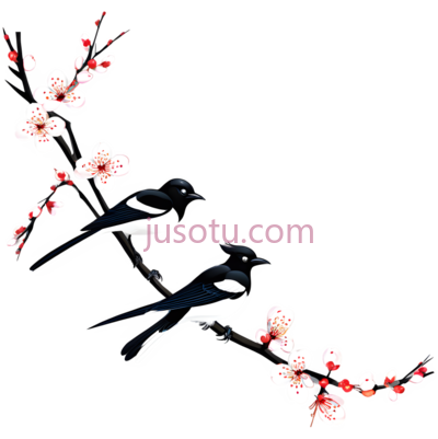 乌鸦,梅花, PNG
