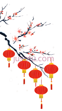 梅花,灯笼,中国风,红色,粉色PNG