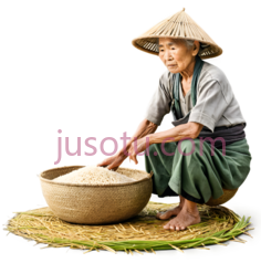 老人,农民服饰,灰色上衣, 绿色裤子PNG