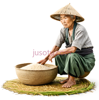 老人,农民服饰,灰色上衣, 绿色裤子, PNG