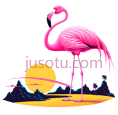 卡通画,火烈鸟PNG