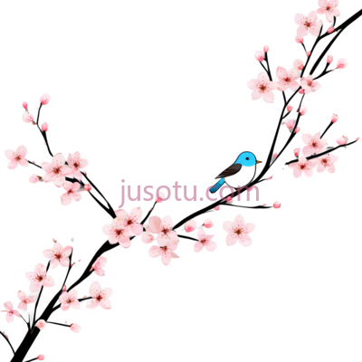 樱花,小鸟, PNG