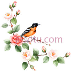 乌鸦,玫瑰花PNG