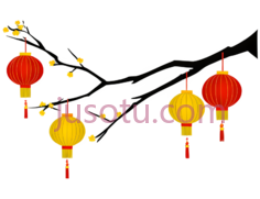 灯笼,烟花,卡通,红色,黄色PNG