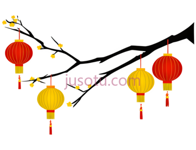 灯笼,烟花,卡通,红色,黄色, PNG