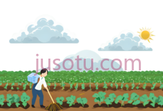 农民,卡通,蓝色裤子,白色上衣PNG