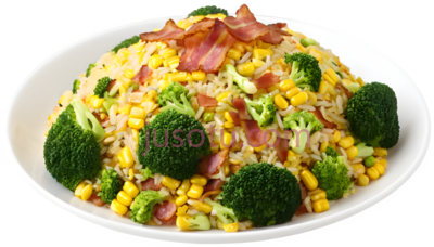 玉米,火腿,西兰花,炒饭, PNG