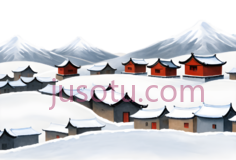 雪村,插画,白色,红色,灰色PNG