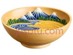 碗,山水画,黄色,蓝色,白色,绿色PNG