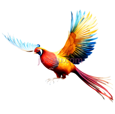凤凰,抽象,红色,橙色,黄色,蓝色, PNG
