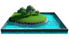 岛屿,3D,绿色,蓝色PNG